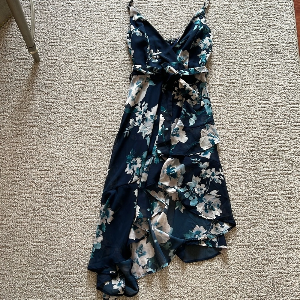 Trac High-Low Navy Floral Dress